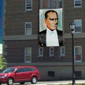 Sivil Mustafa Kemal Atatürk Portre Poster Cephe Bayrağı -Bayrak -3x4,5 metre - 1