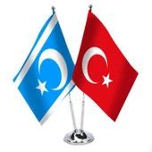 Irak Türkmenleri - Türkiye - Saten Masa Bayrağı - 1