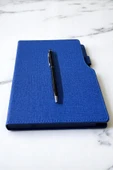 Nesnel Gift Mavi Kalemlikli Termo Deri Ajanda - Siyah Touchpenli Metal Kalem Hediyeli thumbnail 2