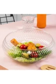 Nesnel Gift Rustik Salata Kasesi - Büyük Boy 26 cm Cam Salata Meyve Makarna Sunum Kasesi - El Yapımı thumbnail 1