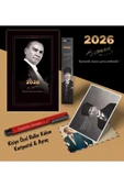 Mor kelebek 2026 Gazi Paşa Atatürk Ajandası Ayraç Kartpostal Kalem - Kırmızı - 1