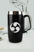 Nesnel Gift Siyah Çelik Kulplu Bardak Termos - Antik Sembol Motifli thumbnail 1