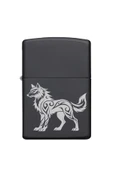 Nesnel Gift İllistrasyon Kurt Motifli Metal Benzinli Çakmak - 3