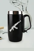 Nesnel Gift Siyah Çelik Kulplu Bardak Termos - AK47 Modelli - 1