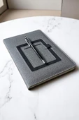 Nesnel Gift Cüzdanlı ve Kalemlikli Termo Deri Gri Modern Ajanda - Siyah Touchpenli Metal Kalem Hediyeli thumbnail 1