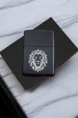 Nesnel Gift Cesur Aslan Figürlü Metal Benzinli Çakmak - 1