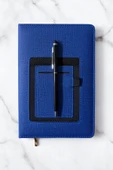 Nesnel Gift Cüzdanlı ve Kalemlikli Termo Deri Mavi Modern Ajanda - Siyah Touchpenli Metal Kalem Hediyeli - 3