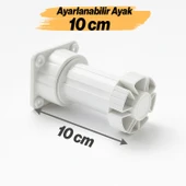 Ayarlanabilir 10 cm Ayak Set 10 ADET Dolap Mobilya Tezgah Puf Yükseltici Yükseltme Ayağı Ayakları thumbnail 2