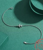 Minimal Uçak Model Kadın Gümüş Bileklik thumbnail 3