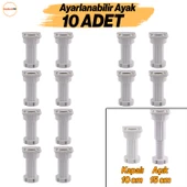 Ayarlanabilir 10 cm Ayak Set 10 ADET Dolap Mobilya Tezgah Puf Yükseltici Yükseltme Ayağı Ayakları thumbnail 1