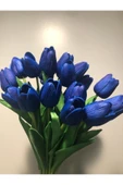 16’lı Yapay Mavi Islak Lale Demeti Gerçekçi Dokulu, Dekoratif Çiçek,Nişan,Ev ve Ofis Süslemesi thumbnail 1