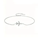 Minimal Uçak Model Kadın Gümüş Bileklik thumbnail 1