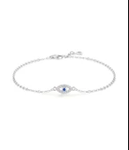 Minimal Nazar Boncuk Göz Kadın Gümüş Bileklik thumbnail 1