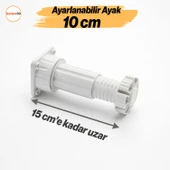 Ayarlanabilir 10 cm Ayak Set 10 ADET Dolap Mobilya Tezgah Puf Yükseltici Yükseltme Ayağı Ayakları thumbnail 3