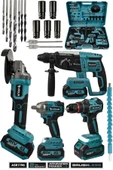 Assur 21V Darbeli Kömürsüz 4'lü Set Taşlama - Somun Sıkma Sökme - Matkap Vidalama -  Kırıcı Delici Hilti thumbnail 1