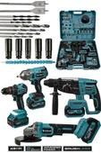 Assur 21V Darbeli Kömürsüz 4'lü Set Kırıcı Delici Hilti & Taşlama & Somun Sıkma Sökme & Matkap Vidalama - 1