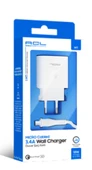 ACL H1 3.4A, 18 Watt Q.C 3.0 1xUSB-A 1mt Mikro Kablolu Seyahat Şarj Beyaz thumbnail 3