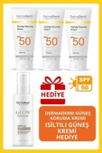 Dermaderm 3 Adet Spf 50+ Güneş Koruma Vitaminli Yüz ve Vücut Güneş Kremi 3 x 100 ml. ve 1 Adet Işıltılı Parlatıcı Etkili Güneş Kremi 100 gr. - 1