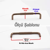 Tırtıklı Bronz Metal Kulp 320 mm 32 cm Mobilya Çekmece Dolap Dolabı Modern Kapak Kulpları thumbnail 2
