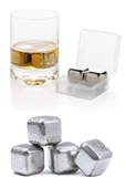 4'lü Çelik Metal Kaplama Viski Taşı Soğutma Buz Küpü thumbnail 1