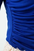 Bayan Kısa Bluz Sandy Bluz Saks Mavisi - 4