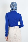 Bayan Kısa Bluz Sandy Bluz Saks Mavisi - 3