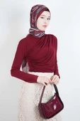 Bayan Kısa Bluz Sandy Bluz Bordo - 1