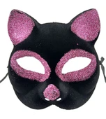 Siyah Renk Pembe Simli Süet Kaplama Kedi Maskesi 18x14 Cm thumbnail 1