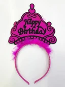 Happy Birthday Yazılı Neon Renk Taç 12 Adet thumbnail 4