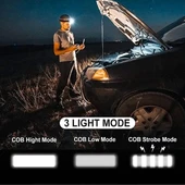 Ps-t89 Mini Pilli Cob Led 3 Mod Su Geçirmez Kafa Feneri Lambası thumbnail 2