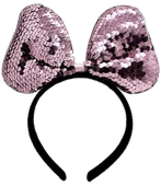 Renk Değiştiren Pullu Payetli Fiyonk Parti Tacı Pembe Gümüş Renk 20x16 Cm thumbnail 1