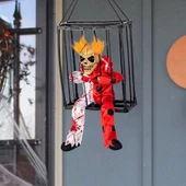 Hareketli Sesli Sensörlü Mahkum Joker İskelet Dekorasyon 22x27 Cm thumbnail 3