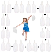 12 Çift ( 24 Adet ) Beyaz Renk 23 Nisan 19 Mayıs 29 Ekim Okul Gösteri Ponponları - 1