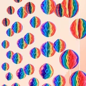 Gökkuşağı Renkli 30 Cm Rengarenk Kağıt Süs Fener 1 Adet thumbnail 2