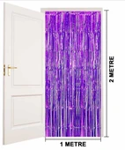 Mor Renk Ekstra Metalize Parlak Saçaklı Arka Fon Perde İthal A Kalite 1x2 Metre thumbnail 4