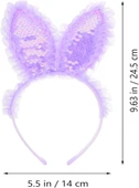 Kenarları Dantelli Mor Pullu Payetli Led Işıklı Tavşan Kulak Taç 23x19 Cm thumbnail 5