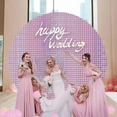 Ekstra Metalize Rose Gold Renk Disko Dikdörtgen Kesim Kapı Perdesi Dekorasyon 1x2 Metre thumbnail 4