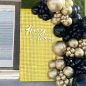 Ekstra Metalize Altın Renk Disko Dikdörtgen Kesim Kapı Perdesi Dekorasyon 1x2 Metre thumbnail 3