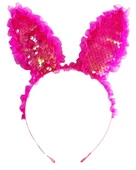 Kenarları Dantelli Fuşya Pullu Payetli Led Işıklı Tavşan Kulak Taç 23x19 Cm thumbnail 3