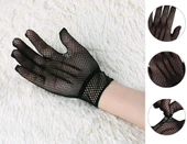 Siyah Renk Likralı File Eldiven Parmaklı Örgü Eldiven Yetişkin Boy thumbnail 3