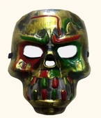 Kırmızı Kanlı Dişli Dracula Kafatası Maskesi Altın Renk thumbnail 2