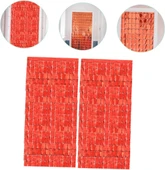 Ekstra Metalize Kırmızı Renk Disko Dikdörtgen Kesim Kapı Perdesi Dekorasyon 1x2 Metre thumbnail 3