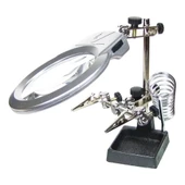 Ayarlanabilir Başlıklı Elektronikçi Yardım Lehim Standı Ile Ledli Büyüteç thumbnail 1