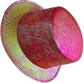 Kırmızı Renk Işıltılı Hologram Kumaş Kaplama Fötr Silindir Şapka Yetişkin Boy thumbnail 2