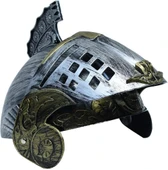 Gümüş Üzeri Altın Renk Oynar Başlıklı Romalı Bizans Kaskı Miğferi 25x20 Cm thumbnail 4