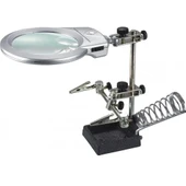 Ayarlanabilir Başlıklı Elektronikçi Yardım Lehim Standı Ile Ledli Büyüteç thumbnail 2