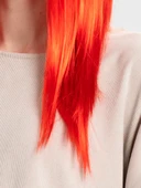 Kırmızı Renk Uzun Düz Parti Peruğu thumbnail 4