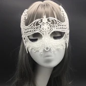 Beyaz Renk Dantel Kesim Dantel İşlemeli Balo Parti Maskesi 1 No thumbnail 4