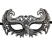 Siyah Renk Lazer Kesim Üzeri Kristal Taşlı Metal Balo Parti Venedik Maskesi thumbnail 1