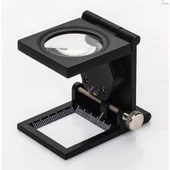 28x28 Mm Katlanır Sayaçlı Metal Lüp, 2 Led Işıklı Büyüteç Tekstil Th9005a thumbnail 1